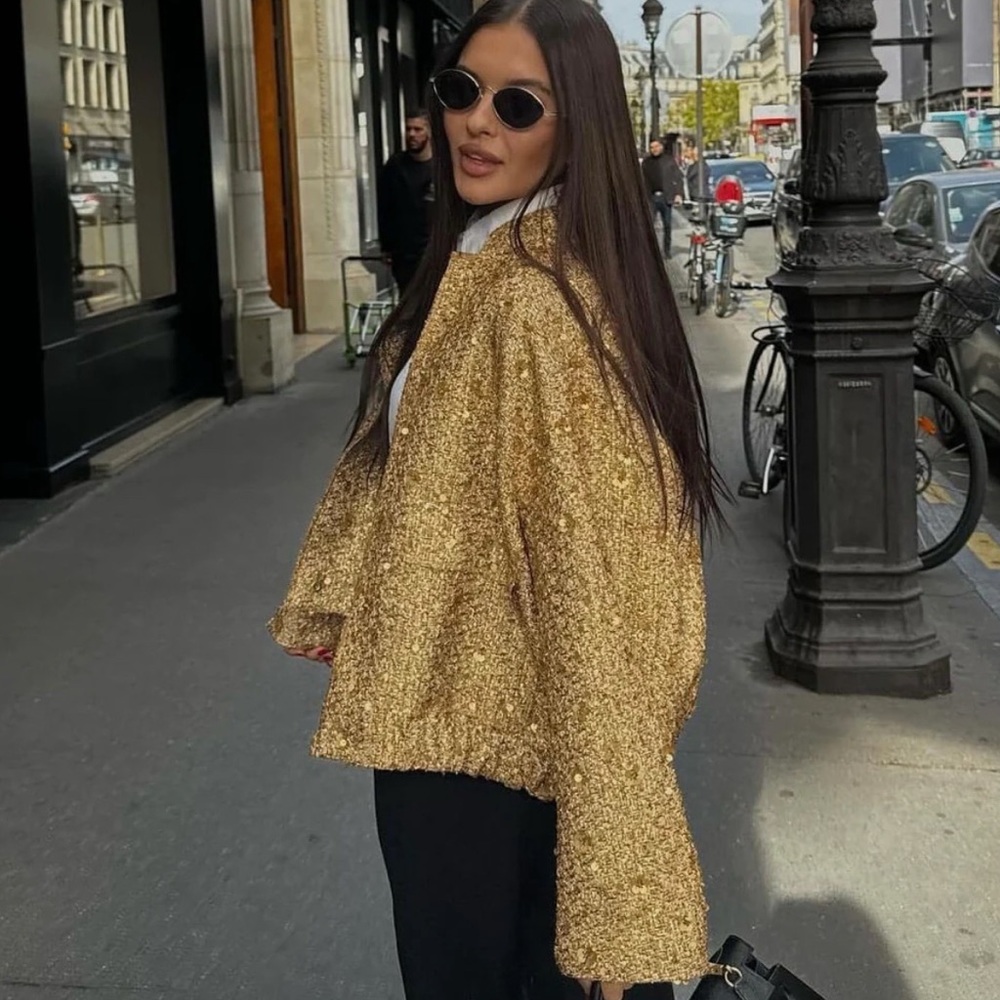 Gold Sequin Women's Jacket ZARA